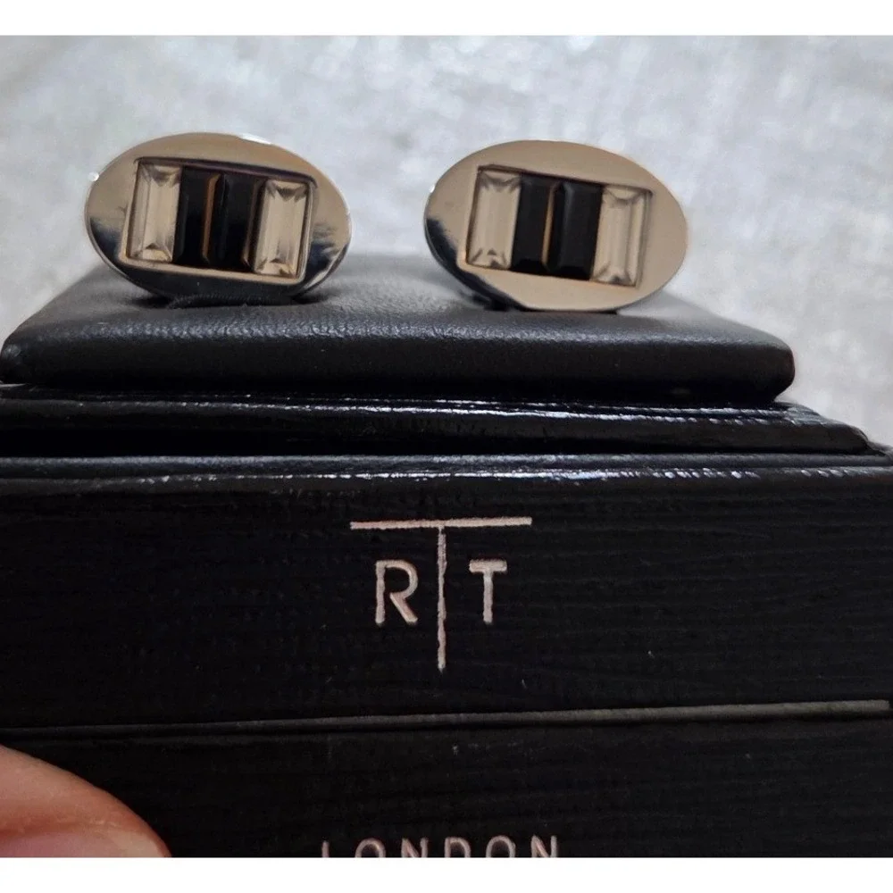 Robert Tateossian RT London Cufflinks Mens OS Silver Black Excellent Baguette